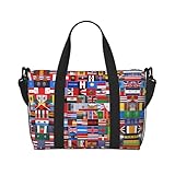 Travel Duffel Bag for Women&Men, Various flags Print Weekender Carry-On Bags, Sports Gym & Overnight Luggage Tote