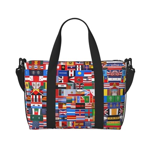 Travel Duffel Bag for Women&Men, Various flags Print Weekender Carry-On Bags, Sports Gym & Overnight Luggage Tote