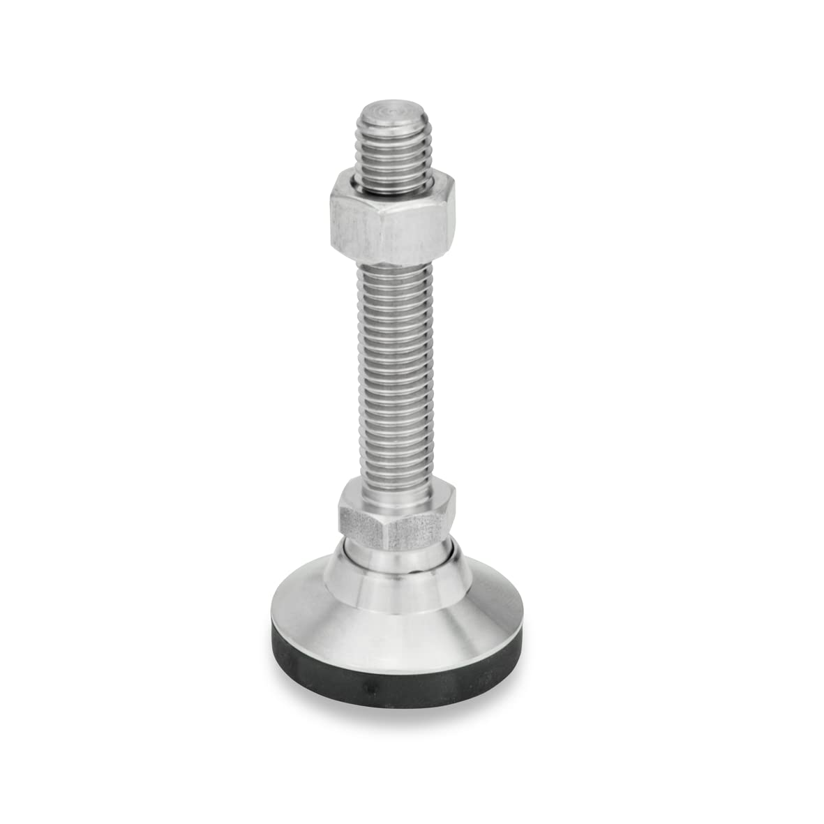 Ganter Normelemente Adjustable foot, articulated foot, furniture foot, stainless steel, GN 343.6-32-M8-63-KR, plastic cap