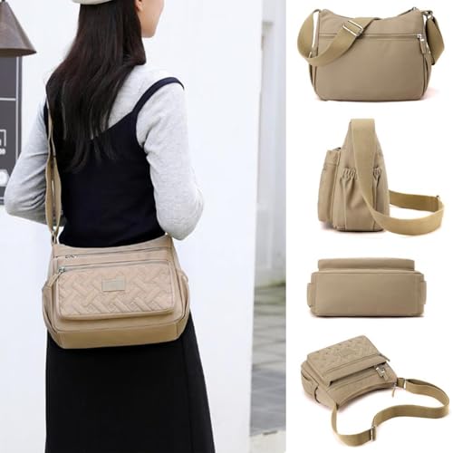 Apparenth Crossbody Bag, Large Capacity Waterproof Nylon Shoulder Messenger Bag with Multi Compartments2