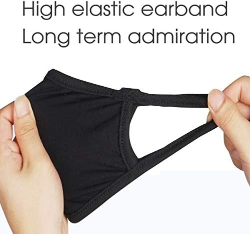 Bio-th Cloth Face Masks Reusable Washable - 5 Pack Black Face Masks Breathable Premium Comfort Ear loop Cotton Men Women L/XL