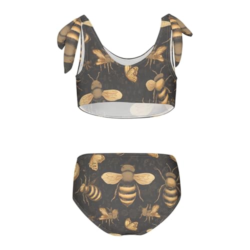 KLL Linear Bee Liquid Girl Two Piece Bikini Sets Scoop Neck Beach Swimsuit Swimsuit2