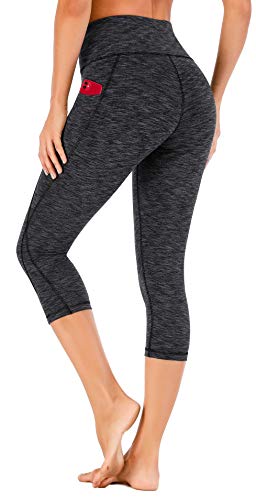Healthyoga High-Waisted Capri Leggings with Pockets for Women