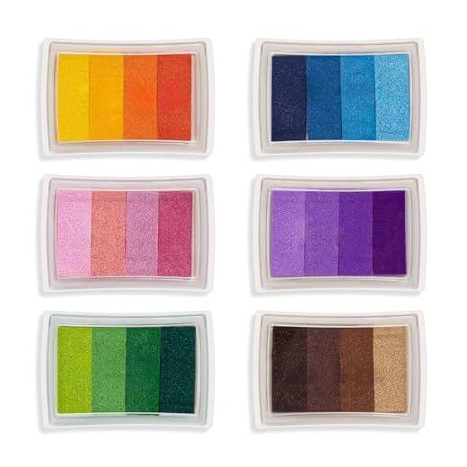 Craft Ink Pad, Set of 6 Washable DIY Stamp Ink Pads for Kids, 24 Colors