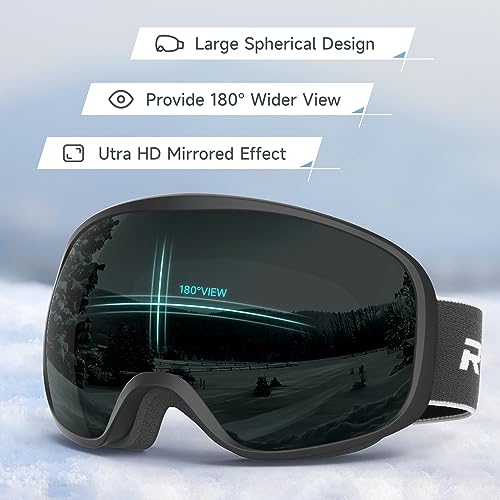 RIOROO Ski Goggles, Skiing Goggles For Snowboard Jet Snow 100% UV Protection, Anti-glare Ski Goggles Dual Lens For Women Men Youth OTG Over Helmet Compatible, Skiing Snowboarding Cycling Motorcycle - Image 3