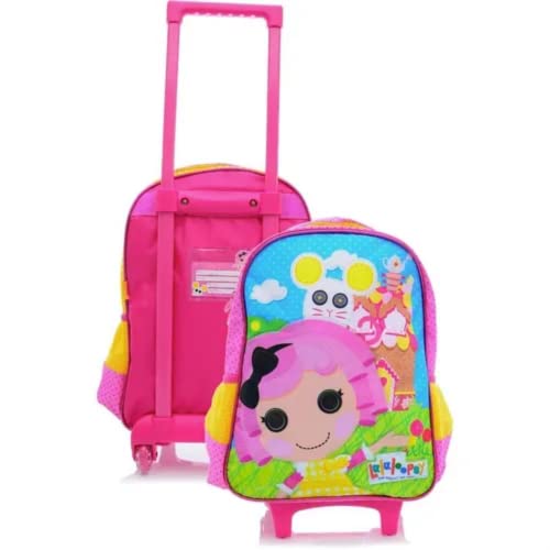 Mochila Escolar Infantil com Rodinha, Rosa e Amarelo, 33x28x13cm, para Creche