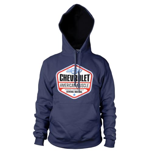 Chevrolet Officially Licensed American Muscle Hoodie (Navy Blue), Large