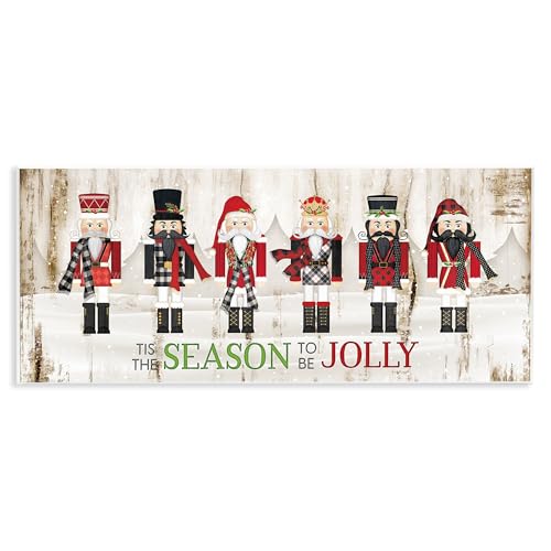 Stupell Industries to Be Jolly Festive Phrase Winter Christmas Nutcrackers, Designed by Jennifer Pugh Wall Plaque, 7x17, Off- White