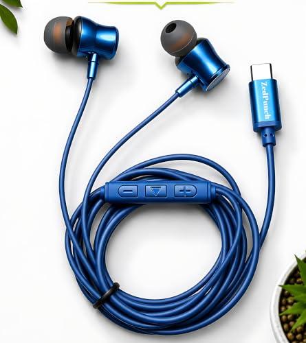 Image of Gaming Type-C Wired Earphone with Mic, 10mm Dynamic Bass Driver, Magnetic in-Ear Headphones, Low Latency Sound for Gaming, 3 Button Control, HD Calling, Voice Assistant (Royal Blue)