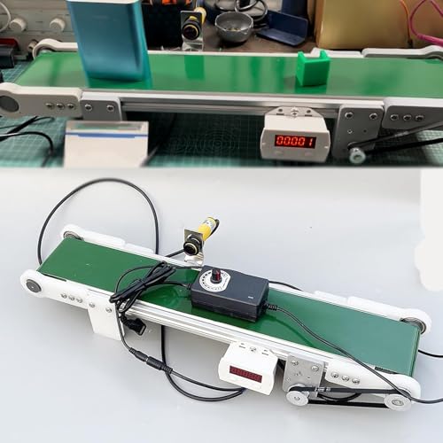 Cinta transportadora eléctrica, transportador de escritorio de velocidad ajustable para laboratorio y producción, contador automático, velocidad de 1,8 a 7,6 cm/s
