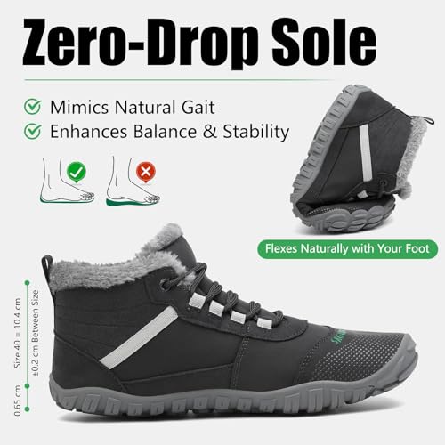 Miniatura 6 de Saguaro Barefoot Escarpines Hombre De Invierno Antideslizante Mujer Botas De Nieve Piel Zapatos De Interior Y Exterior, Gris Oscuro 39