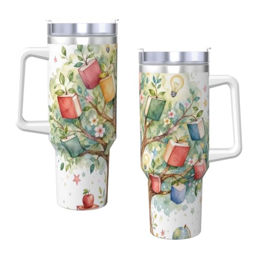 Vaso aislado de 40 oz de árbol frutal en acuarela, el regalo reutilizable ideal para el trabajo 3