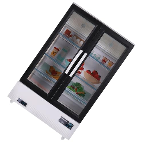 Vaguelly Mini Nevera Blanca con Adornos para Manualidades Casa De Muñecas De Plástico Cocina De Imitación Acrílica En Miniatura Congelador