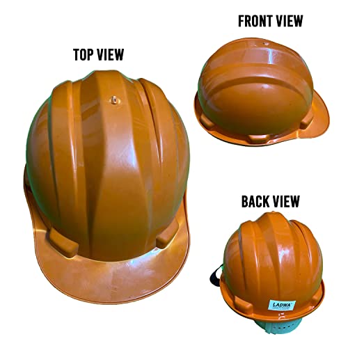 Image of LADWA Orange Heavy Duty Superior Safety Helmet, ISI Marked Industrial Protective Hard Hat for Construction, Factory and Outdoor Work Safety Applications (Pack of 1)