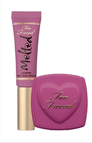 Too Faced Melted Kisses & Sweet Cheeks 2 Piece Set Fig Melted Lip & Your Love is King Love Flush Blush Deluxe Travel Size