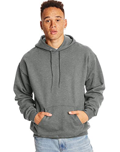 Hanes Men’s Ultimate Cotton® Heavyweight Pullover Hoodie (S, Charcoal Heather)
