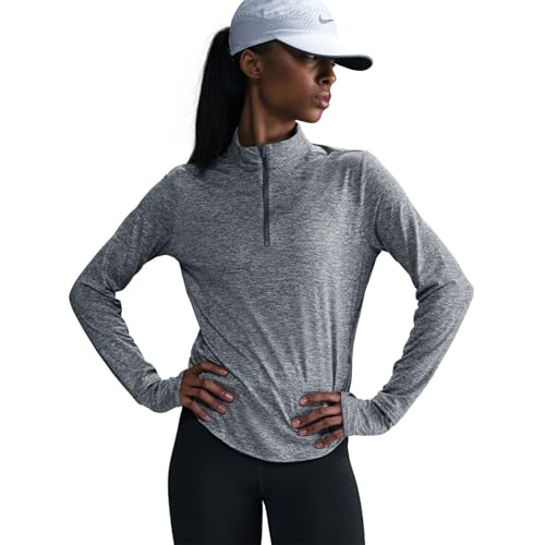 Nike Swift Dri-Fit HQ0499-084 damski top z zamkiem błyskawicznym, kolor szary dymny/Htr/odblaskowy silv