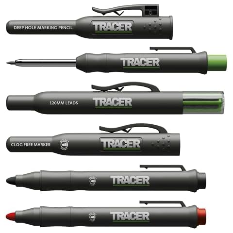 Tracer Marking Kit - Deep Hole Pencil, ALH1 Lead set and 2 Clog Free Markers with Holsters. Construction pencil & Marker set Cover
