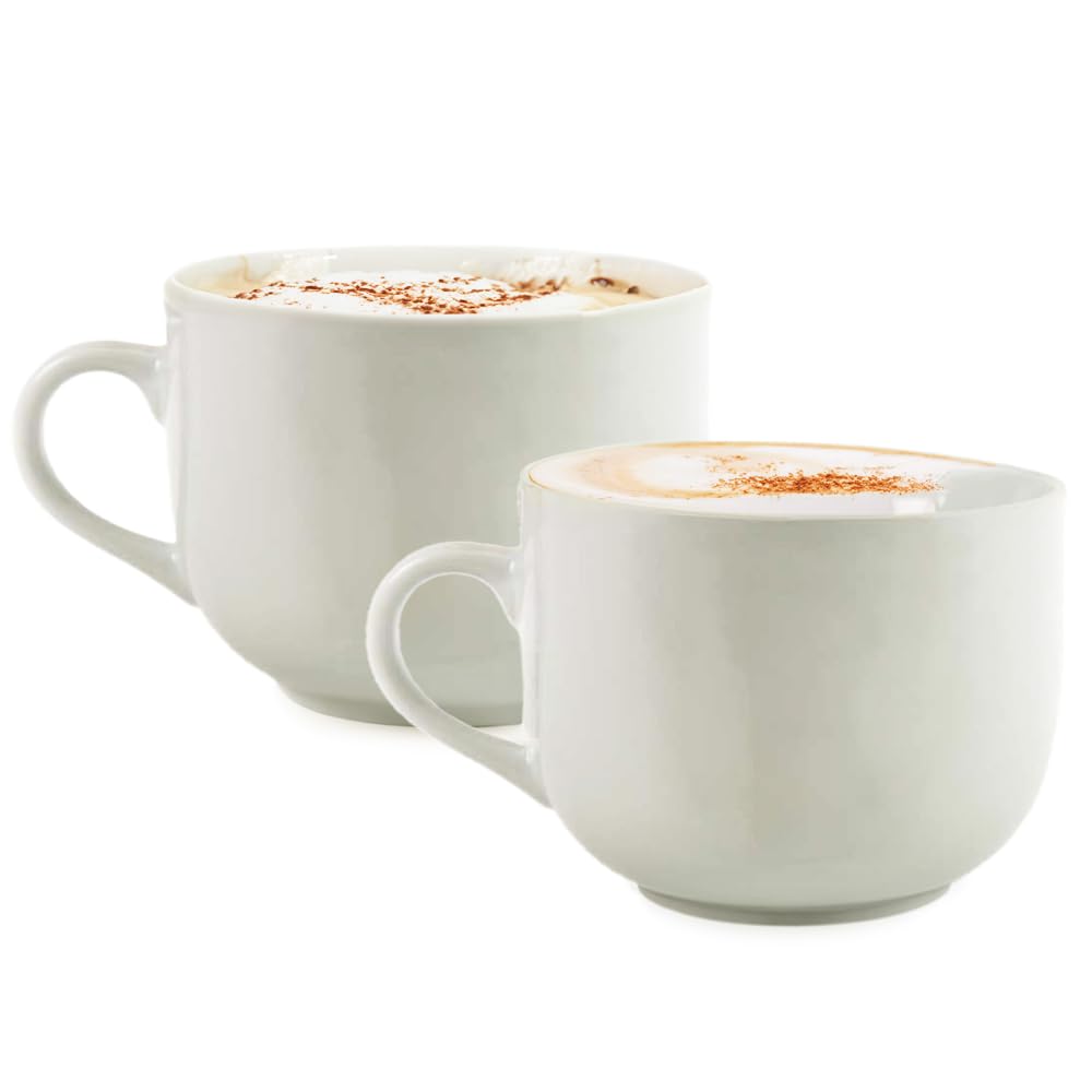 Ceramica Bianche Tazze Jumbo da Cappuccino 450 ml - Tazza Caffè, Espresso, Colazione, Lavastoviglie