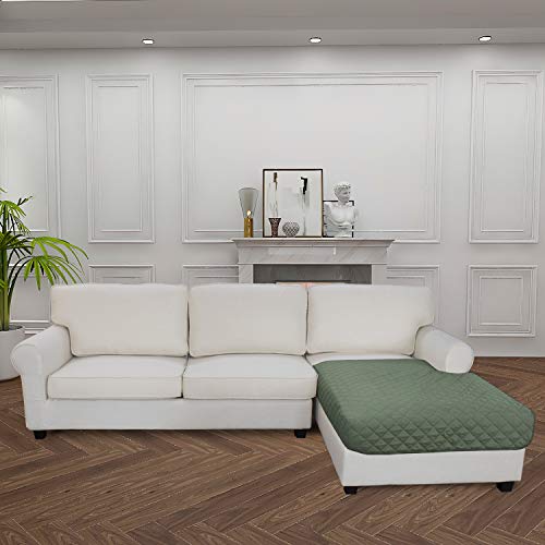 Image of Easy-Going Microfiber Sofa Slipcover L Shape Sectional Couch Cover 42 X 68 Inches Rectangular Chaise Lounge Cover Reversible Sofa Cover Furniture For Pets Kids Children(Greyishgreen /Greyishgreen)