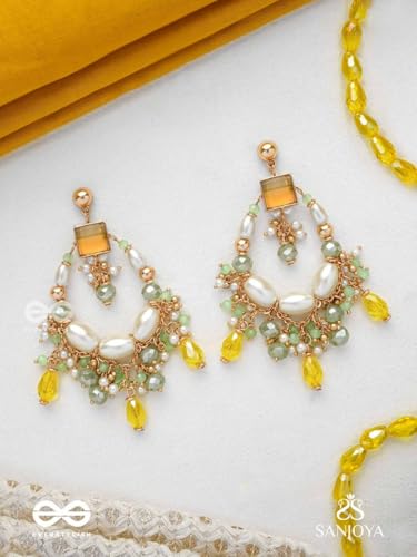 Image of SANJOYA by EVERSTYLISH Embroidered Earrings for Women | Hoop Earrings with Stones, Beads, Pearls & Glass Drops | Lightweight Ethnic & Festive Jewelry for Weddings & Parties