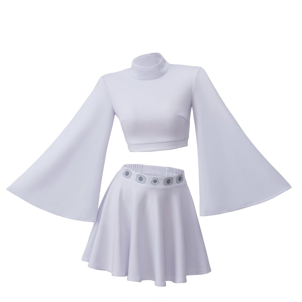 VintageCos Princess Cosplay Leia Costume White Suit Crop Top Skirt Outfits Halloween Suit for Women