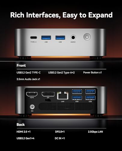 ACEMAGIC M1 Mini PC, AMD Ryzen 7 6800H (8C/16T, bis zu 4,7 GHz), Mini Computer mit 16 GB DDR5 512 GB M.2 SSD,4K-Dreifachdisplay/WiFi 6/BT 5.2/Win11 PRO mit VESA für Spiele und Büro – Bild 6