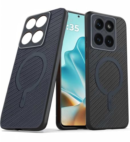 Image of FIRST MART Back Cover for Motorola Edge 60 Fusion - Magsafe Look Case, Carbon Fiber Design, Flexible, Soft Micro-Fibre Lining Inside | Black