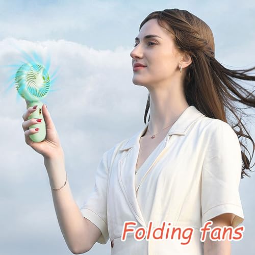 Ventilador de mano plegable, pequeño ventilador portátil,Ventilador de mano recargable plegable de fuerte - Ligero Confort de 3 velocidades Strong Air para juegos de deportes al aire libre - imagen 2