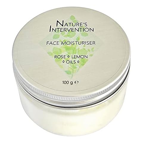 99% Natural FACE MOISTURISING CREAM - GRAPESEED, VITAMIN E, ROSE & LEMON - 100 g by NATURE'S INTERVENTION. Hydrates, Soothes & Calms. pH 5.5 Balanced & Gentle for Sensitive Skin, Protects Acid Mantle Cover
