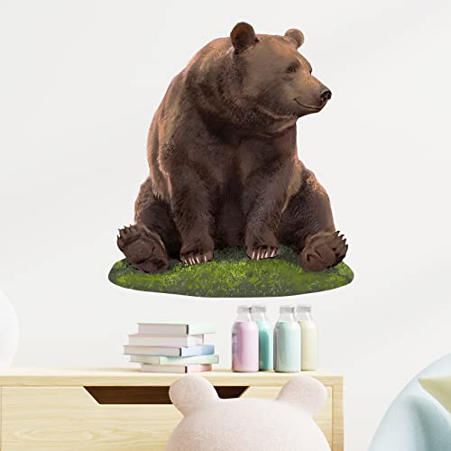 Vinilo Decorativo Oso Marrón Sentado para Pared 60x44 cm miniatura 3