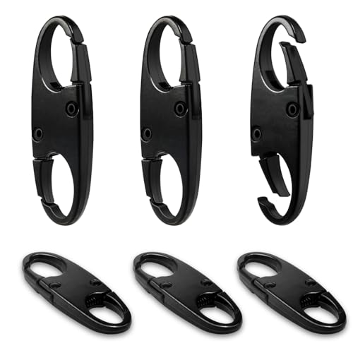 6Pcs Double Opening Lock Zipper Pull Replacement Clips Small Carabiner Clips Zipper Locks Anti Theft Deterrent for Bag Luggage Pickpocket Backpack Purse Travel Suitcase (Black)