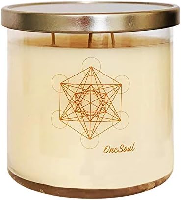 Wild Orchid Sandalwood Candle with 3 Wicks, Hand-Poured Aromatherapy Candle, Aesthetic Candles with Metatron's Cube, Large Candle Made of Palm Wax, 50-Hour Burn Time, 14oz - OneSoul Collection