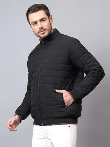 Image of Cantabil Solid Beige Full Sleeves Mock Neck Regular Fit Men's Casual Reversible Jacket | Casual Winter Jackets for Men | Mens Jackets for Winter Wear (P MJKT00239)