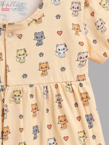 Image of HELLCAT 100% Cotton Baby Frock Dress for Girls - Pack of 3, Soft & Trendy, Short Sleeve