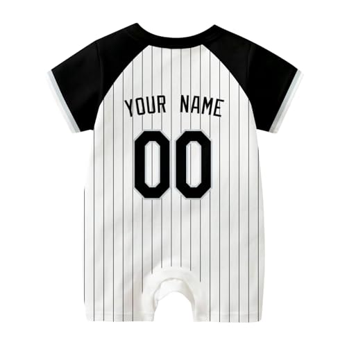 Image of KREDE Baby Clothes Unisex Bodysuit White Custom Name Number for Baby Boys