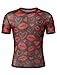 FYMNSI Men's Sheer Mesh T-Shirt Tops Sexy See-Through Short Sleeve Printed Round Neck Muscle Top Tees Pullover Party Nightclub Festival Rave Outfits Workout Gym Sports Clubwear Black, Red Lip L