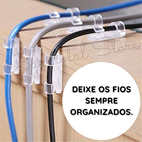 Kit Clip Organizador De Cabos E Fios 20 Peças Autoadesivo Branco