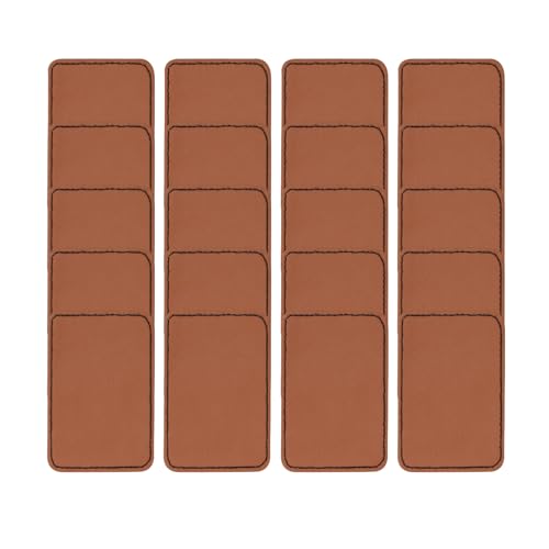 20 parches rectangulares de piel sintética en blanco para sombreros de cuero con adhesivo para ropa, zapatos, sombreros, jeans, bolsas, 7,6 x 5 cm