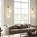 NDDSWM Golden Wall lamp Double Ball, mid-Century Modern Glass Wall sconces,with G9 Tricolor Bulb for Living Room Bedroom Bedside Stairs Restaurant Bathroom Corridor Aisle Lighting