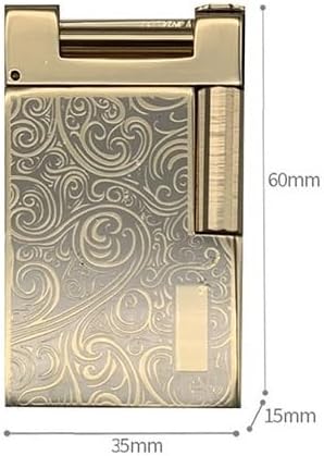 Vintage Metal Butane Lighter, Slanted Flame, Windproof, Adjustable Soft Flame, Refillable, Unique Lighter for Cigars, Candles, Outdoor Camping Hiking (Black Silver)