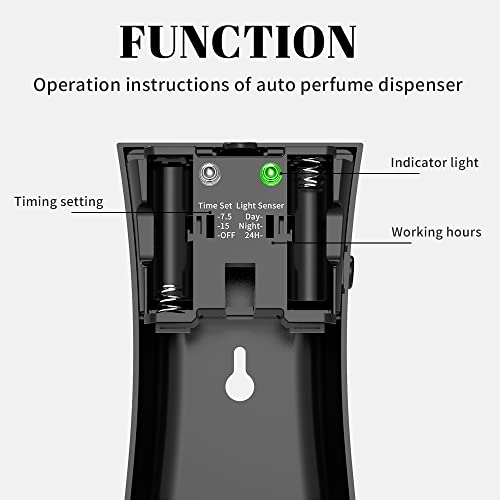 QEOSSKGI Automatic Air Freshener Dispenser - Home indoor wall-mounted automatic Auto Aerosol Spray Dispenser Programmable Fragrance Dispenser for Airport, Hotel Bedroom Office Commercial Place (Black) - Image 6
