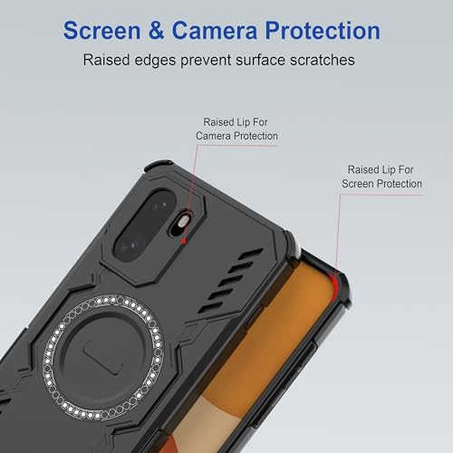 Image of amazon basics Back Case Cover for OnePlus 15R 5G | Magnetic Case with Built-in Metal Ring | Supports MagSafe Charger, Wallet & Car Mount | Shockproof Hybrid PC + TPU | Black