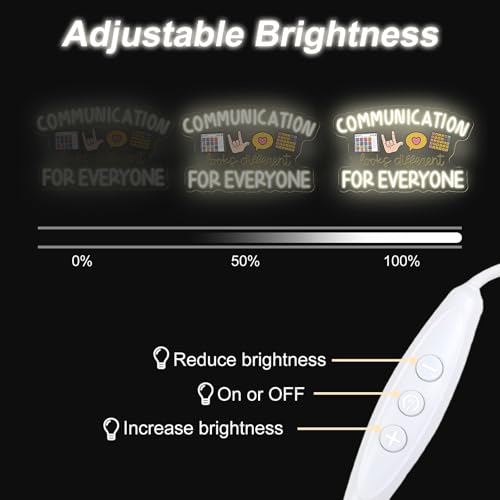 Image of Communication Looks Different For Everyone Neon Sign, Speech Therapy LED Light, Welcome to Speech Room Sign,Therapy Classroom, 16.5 inchx10.4 inch