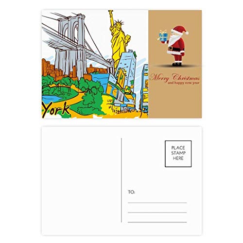 Cartes postales à aquarelle Père Noël américain lot de 20 pour accompagner vos cadeaux