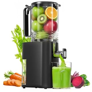 Cold Press Juicer, 5.5inch Wide Feed Chute Juicer Machine, Slow Masticating Juicer for Whole Vegetables & Fruits, Black
