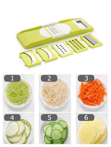 Image of Nitsr Plastic 6 in 1 Kitchen Chopper Premium Vegetable and Fruit /Chips, Potato Slicer Maker Multipurpose (White), Standard