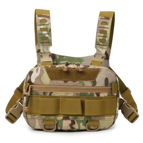 DINESA Bolsa de pecho al aire libre, mochila, bolsillo frontal, camping al aire libre, ciclismo, senderismo, caza, escalada, pesca, cebo, riñonera B