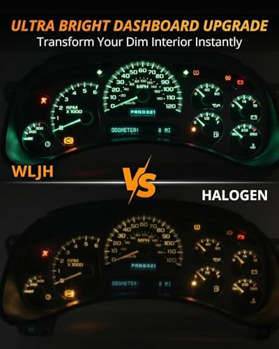Image of WLJH Green 194 Led Lights Car Dashboard Instrument Panel Bulbs Gauge Tach Speedometer 168 2825 T10 Led Bulb PC195 PC194 Twist Socket Dash Cluster, Pack of 6 | 3030 SMD, Dimmable, Stable Performance, PC195 PC161 PC168, Gauge Backlight, Instrument Light, No Dark Spots, 6-Pack