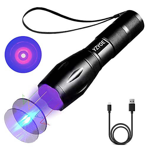 YZYOE 365 nm Black Light Flashlight Powerful Rechargeable,Fluorescent Agent Detection Lamp, Jade, Jewelry, Paper Money